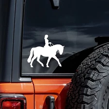 Dressage Horse Silhouette - White Vinyl Decal Car Truck Windows laptop