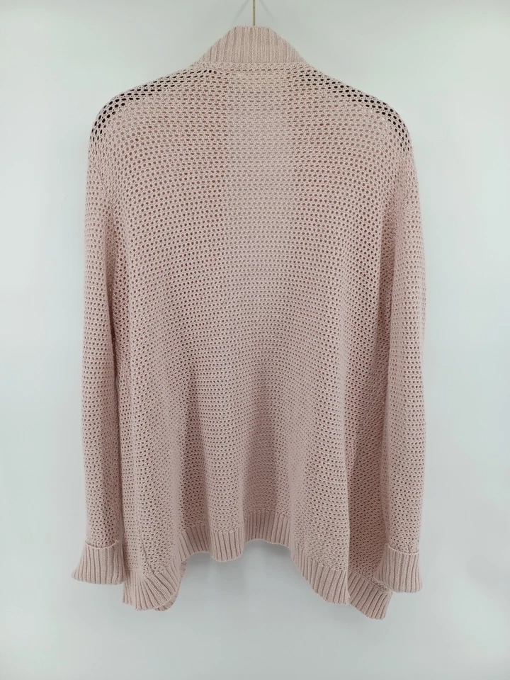 RD стиль кардиган женщин розовый большой/G открытый спереди крючком длинным рукавом хлопок. - Изображение 2 из 4