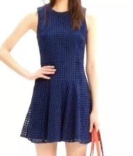 Madewell Dress Women’s Navy Blue Size 0 Eyelet Sunshade Sleeveless Lined