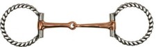 SHOW BIT Stainless Flat Twisted 3.25" Ring Cheeks 5.25" COPPER Broken Mouth