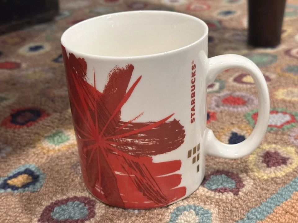 Taza de café Starbucks 2014 clásica oro rojo 15,2 oz FLORAL SPLASH STARBURST NUEVA Foto 2 de 4