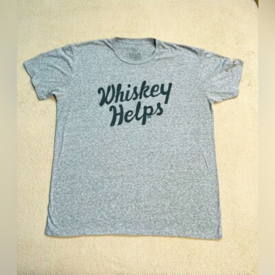 Solid Threads WHISKEY HELPS Men s XL Crewneck Short Sleeve Cotton Blend T-shirt