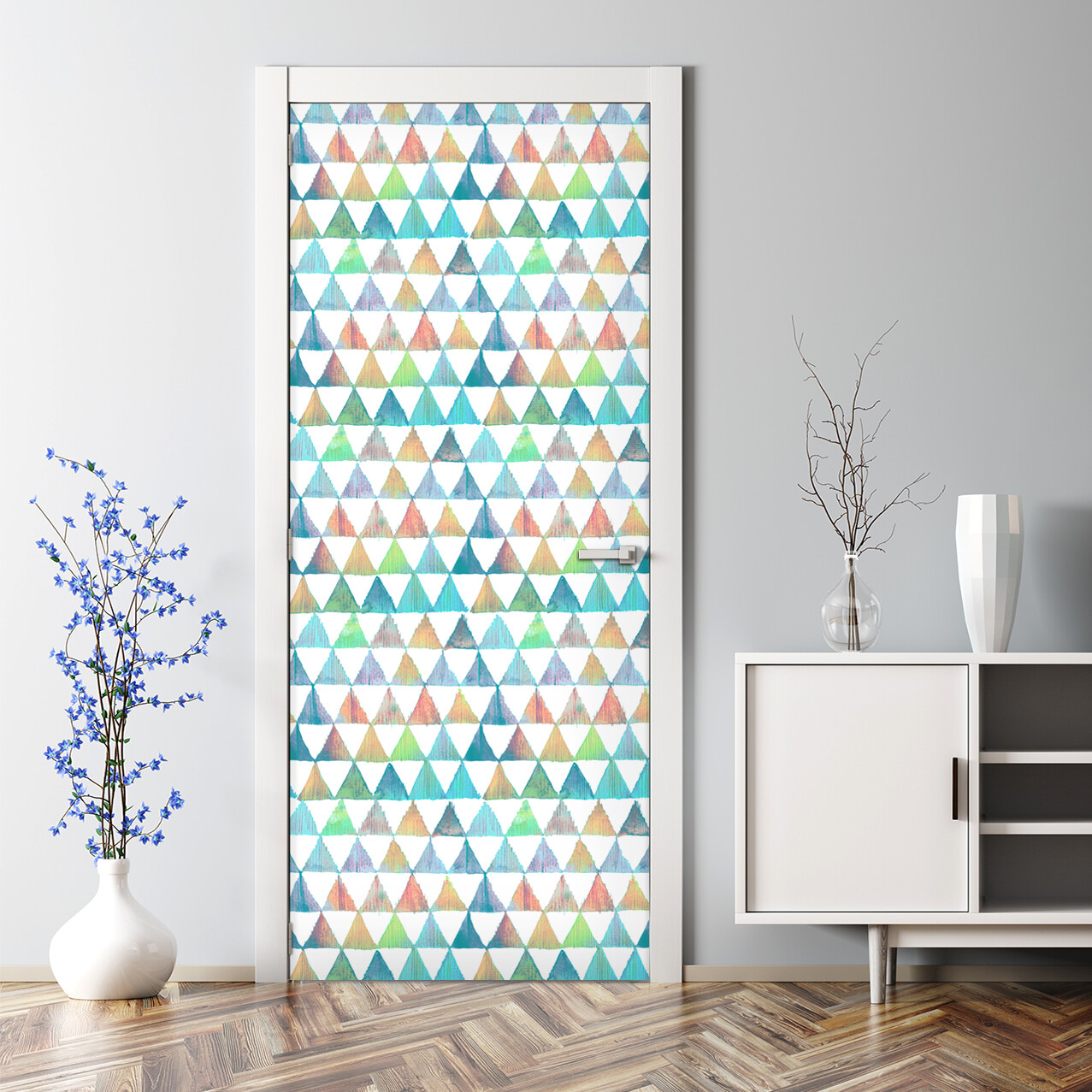 Summer Triangle Bubble-Free Geometric Door Decal Simple Wall Sticker
