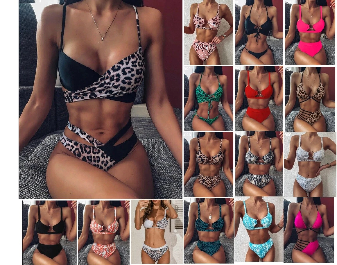 Women Swimwear High Waist Bikini Set Push Up Leopard Brazilian