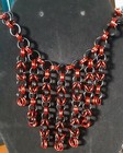 Womens Black & Red Hanging Formal Statement Chainmaille Necklace