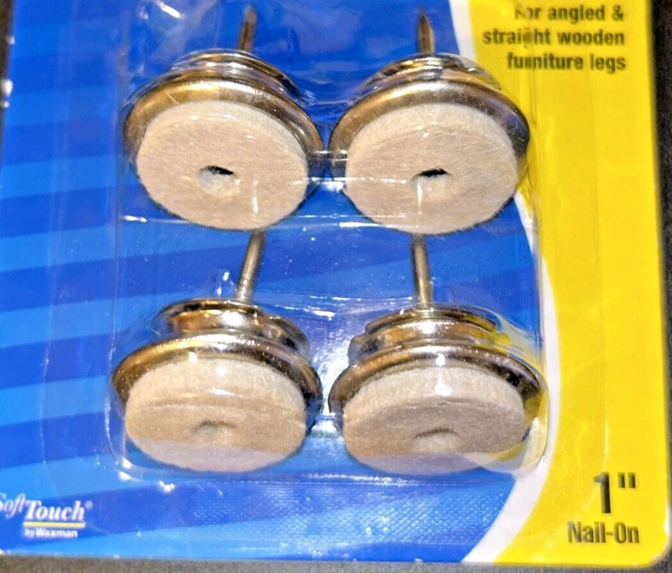 "Paquete de 4 deslizadores de muebles de fieltro giratorio Waxman 7089 para patas de muebles de metal de 1""" Foto 2 de 3