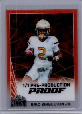 Eric Singleton Jr 2024 Leaf Football 1/1 Pre Production Proof