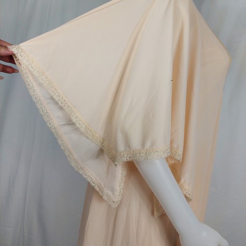 Camicia da notte e accappatoio vintage Gilead Peignoir taglia M lunga panna chiffon ricamato floreale - Foto 10 di 21