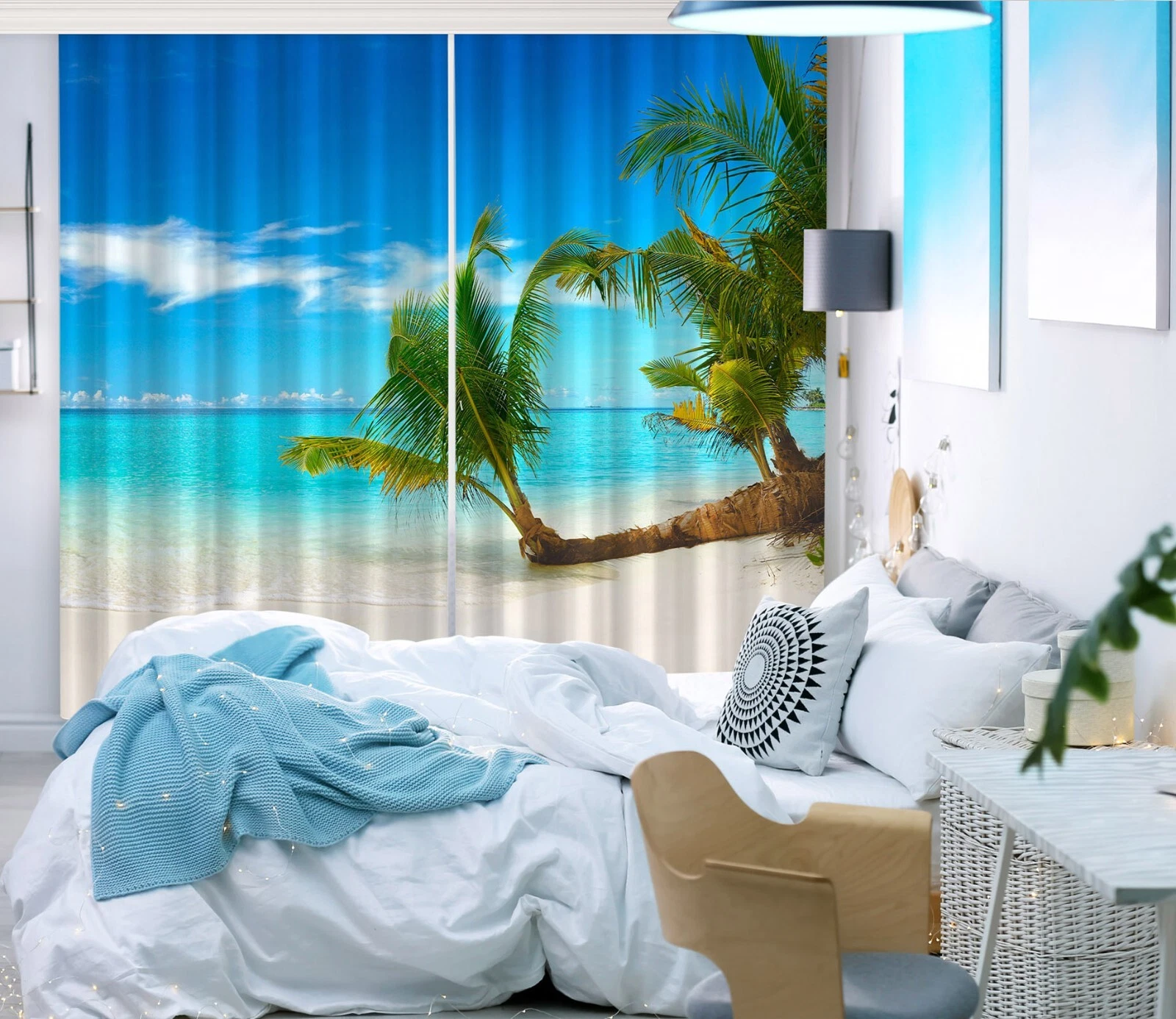 3D Coconut Tree ZHUC162 Photo Curtain Window Blockout Fabric Vera 2023