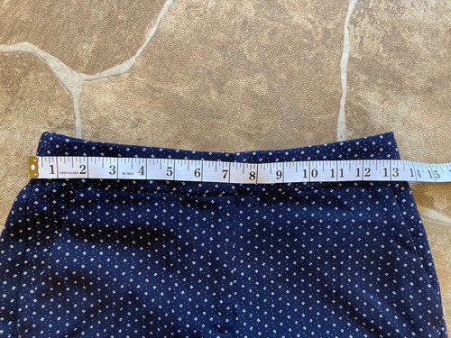 J. Crew Womens Navy/White Tapered Stretch Back Waist Zip Front Pants SZ 4T - Picture 8 of 10