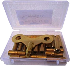 18 Piece Clock Winding Key Set - Original Brass, Odd/Even Number (5020)