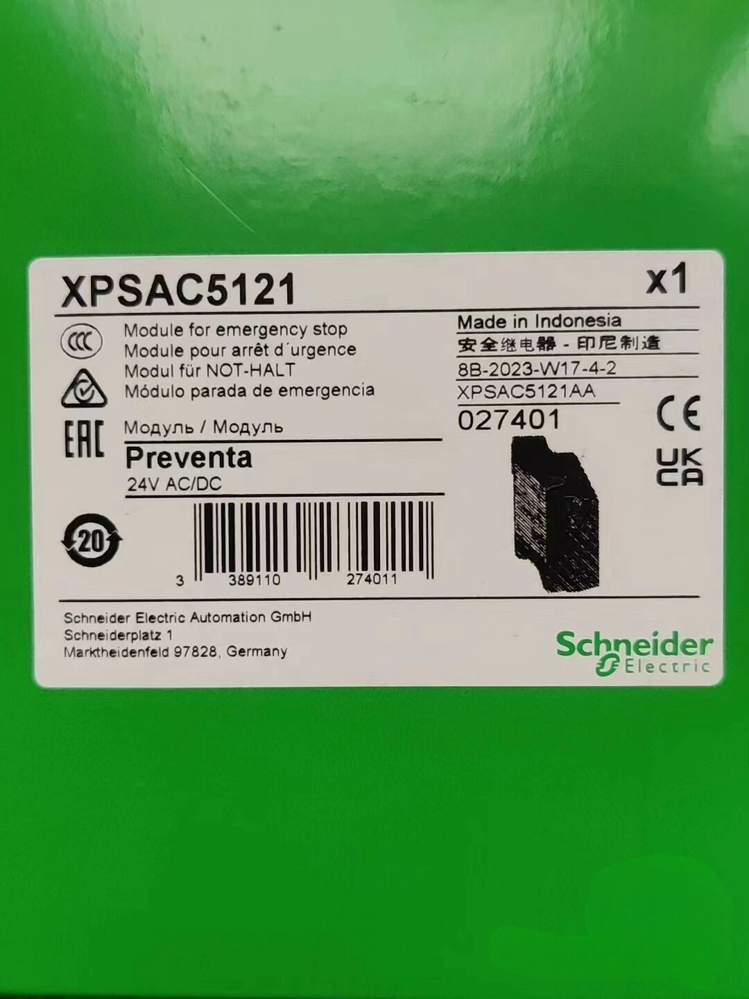Module 1 Realy FOR Schneider XPSAC5121 Safety Relay Module 24V AC/DC Emergency Stop ...