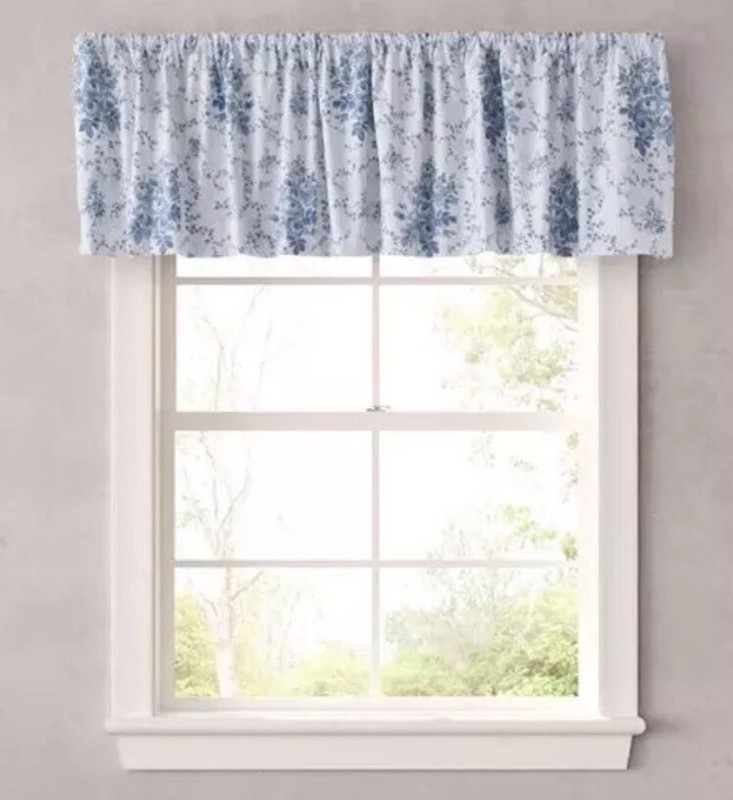 LAURA ASHLEY Lifestyles SOPHIA Window VALANCE Size: 86 x 15" NEW Blue / White