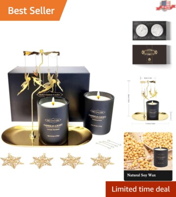 Elegant Rotating Angel+Sno wflake Candle Set - Sandalwood Rose & Lavender Euc...