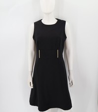 Calvin Klein Women's Black Sleeveless Dress Size 8 Gold Accent