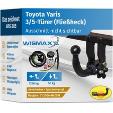 ANHÄNGERKUPPLUNG abnehmbar für Toyota Yaris 06-11 +7polig E-Satz ABE