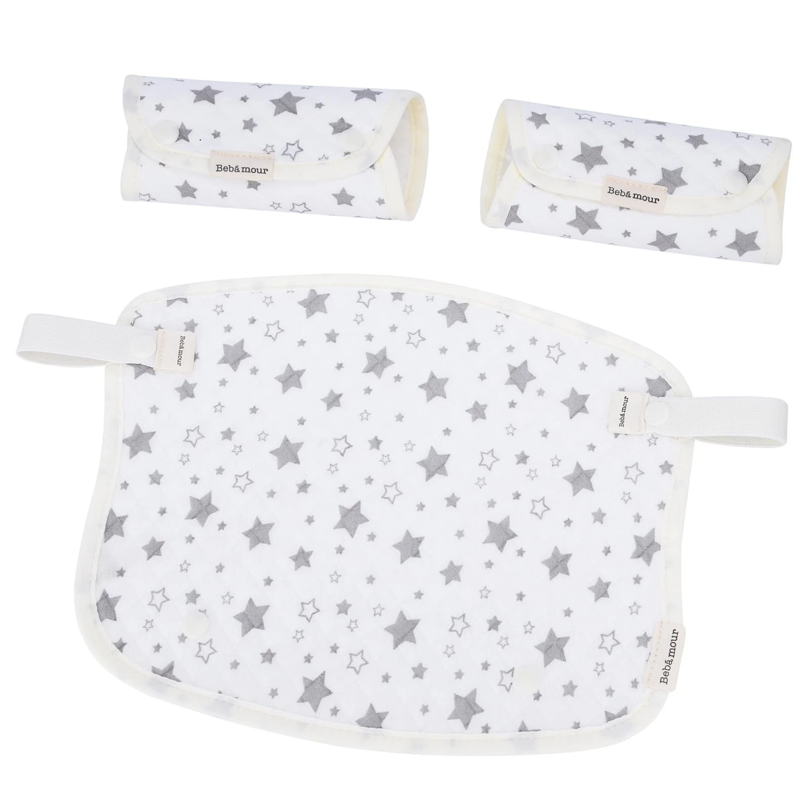 Bebamour Drool and Teething Reversible Cotton Pad For 0-36 Months, Light Grey