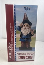 12'' Tall Patriotic Saluting Gnome Statue - Perfect for Garden or Porch Decor