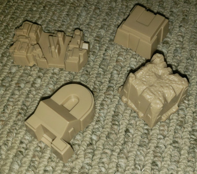 Vintage Dark Tower Board Game Milton Bradley 1981 Buildings Set of 4 Tan