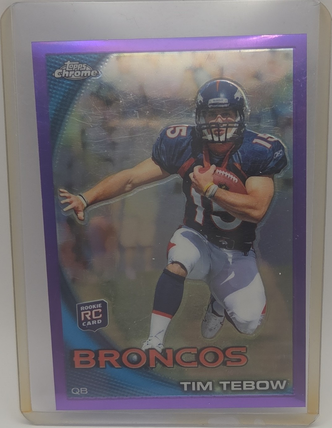 Topps Chrome 2010 Tim Tebow #C100 Purple Refractor /555 Rookie Broncos