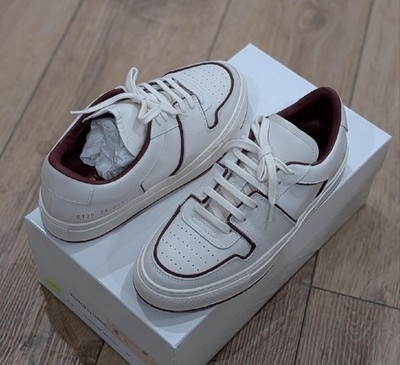 $770 Womens Common Projects ''Decades'' Leather Low-Top Sneakers White/Red 36 US 6