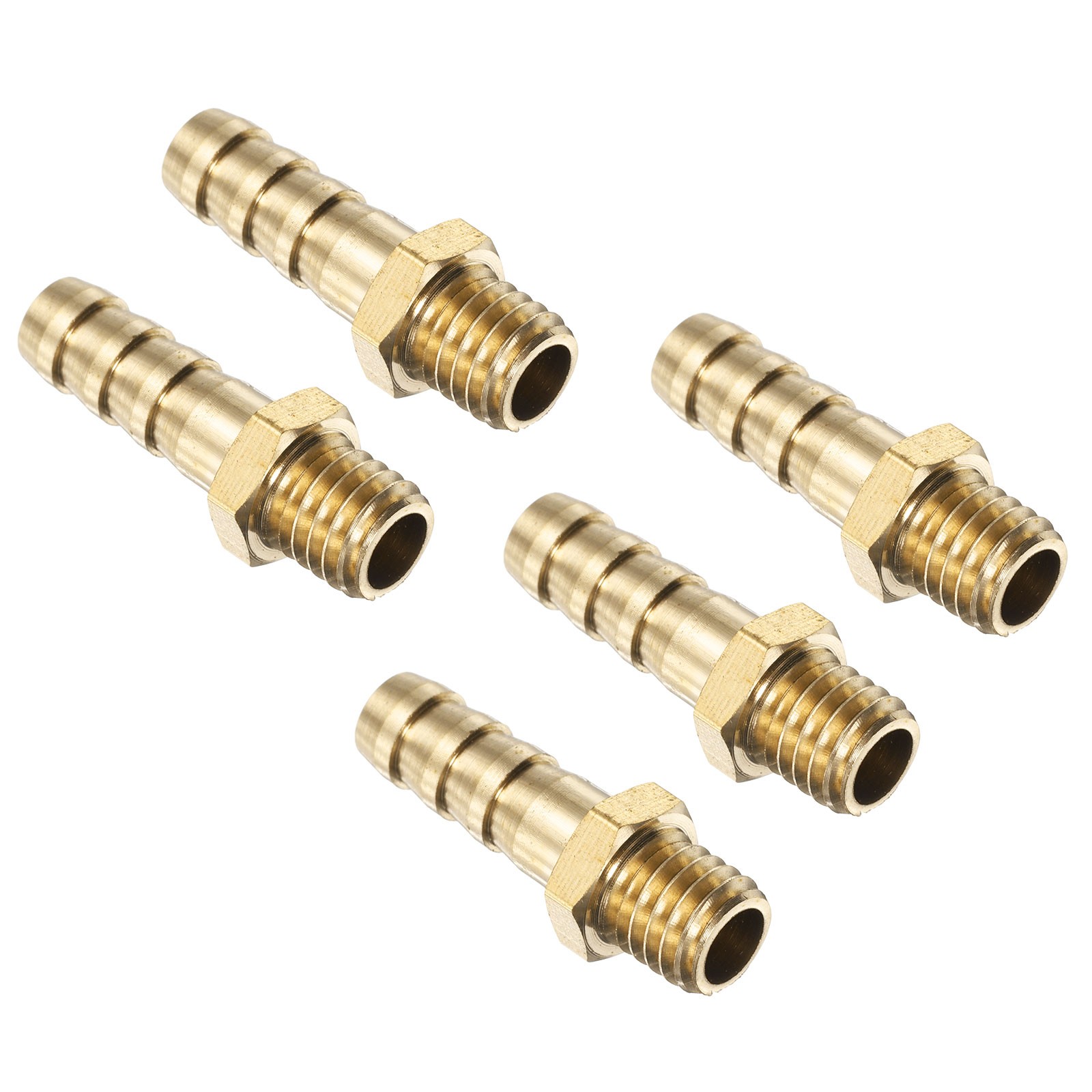 5Pcs Brass Hose Barb Fittings Metric M8-1.25 Male to Barb Fit Hose ID 6mm
