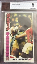 1976-77  Topps Basketball #1 Julius Erving BVG 6 EX-MT Nets NBA H0F PO.BIN
