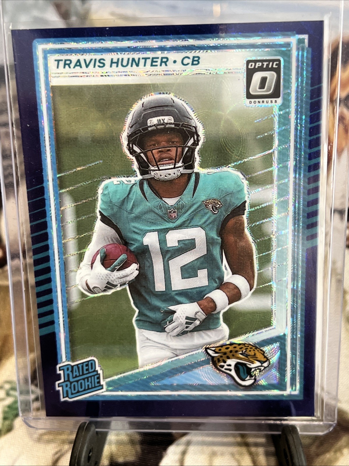 2025 Donruss #301 Travis Hunter Optic Rated Rookies Preview Blue Scope