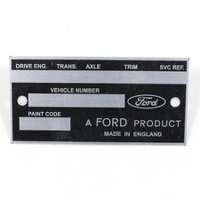 Ford 105e 106e 307e Models Chassis Commission Plate Black On Aluminium