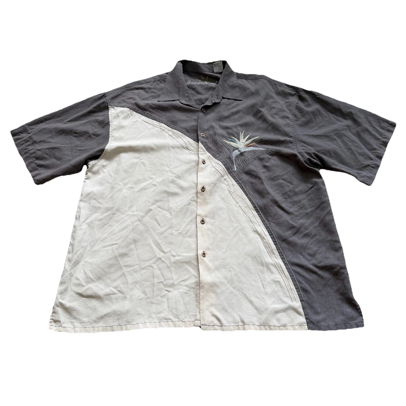 Bamboo Cay Shirt Mens 2XL Modal Short Sleeve Button Up Embroidered Hawaiian