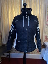 Spyder Black Biker Style Ladies Ski Jacket With White And Silver Detail  Size 12
