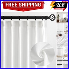 Pinch Pleated 92 Inch Curtains 2 Panels for Living Room Cream Linen Curtains ...