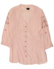 Napapijri Damen 3/4 Arm Shirt Bluse UK 12 Medium Pink Fair Isle DO18