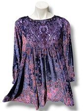 Free People Mirror Mirror Velvet Burn Out Mini Dress Cottagecore Size XS