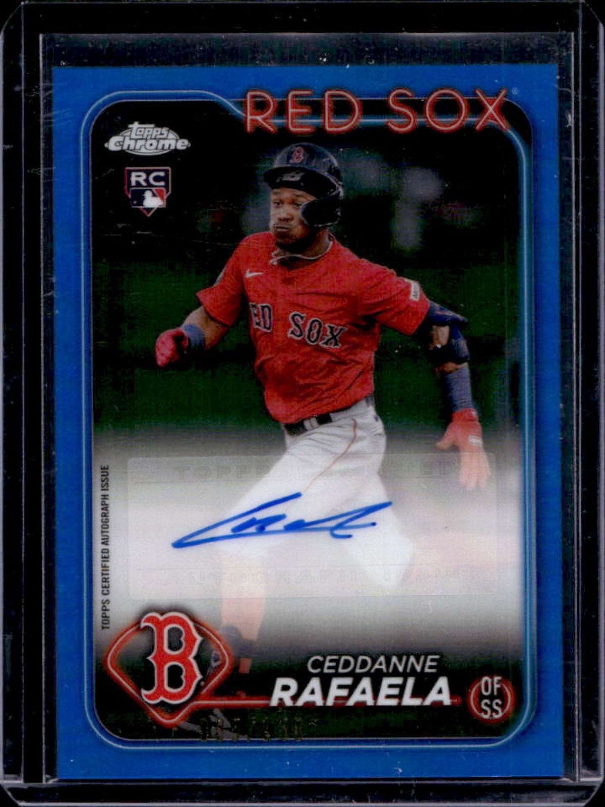 2024 Topps Chrome Update Ceddanne Rafaela Auto RC Blue Refractor #/150 Red Sox