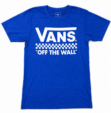 VANS MENS CHECKERED LOGO ROYAL PREMIUM T SHIRT NEW