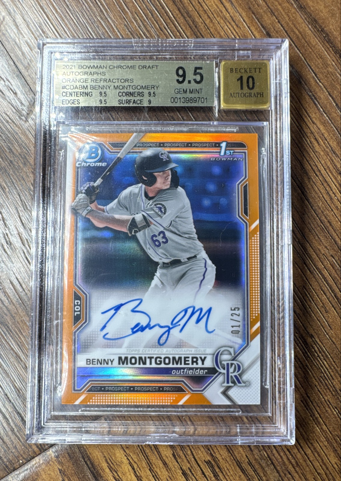 2021 Bowman Draft - Chrome Draft Pick Autographs Benny Montgomery Orange 1/25