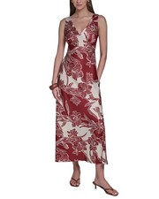 Halston Sleeveless V-Neck Midi Dress Women's