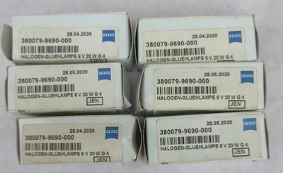 ZEISS MICROSCOPE HALOGEN LIGHT BULB 6V 20WATT 38-0079-9690-000  LOT OF 3 PC