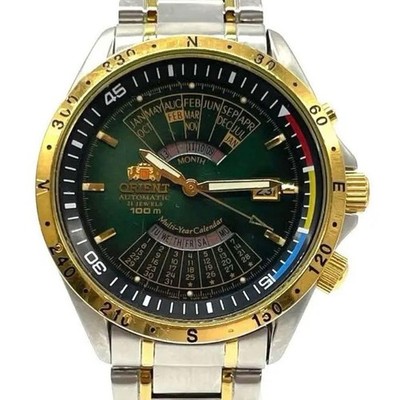 Orient EU03 B0 Automatic Triple Calendar 44mm Two Tone Stainless Watch In hand