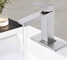   BrushedNickel Bathroom Faucet Single Hole with Pop-up Drain Single Handle Ba..