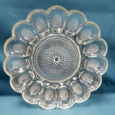 Vtg Indiana Glass Clear Hobnail Deviled Egg Plate 11"  