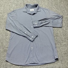 Mizzen Main Shirt Mens XL Trim Fit Blue White Check Nylon Blend Casual