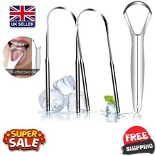 3PCS Stainless Steel Tongue Scraper Cleaner Tongue Brush Oral Care Tool