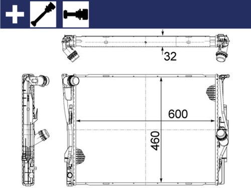 RADIATOR ENGINE COOLING CR 1087 000S FOR BMW 3/E90/E91 X1/E84 N46B20B/E/C 2.0L - Picture 2 of 18