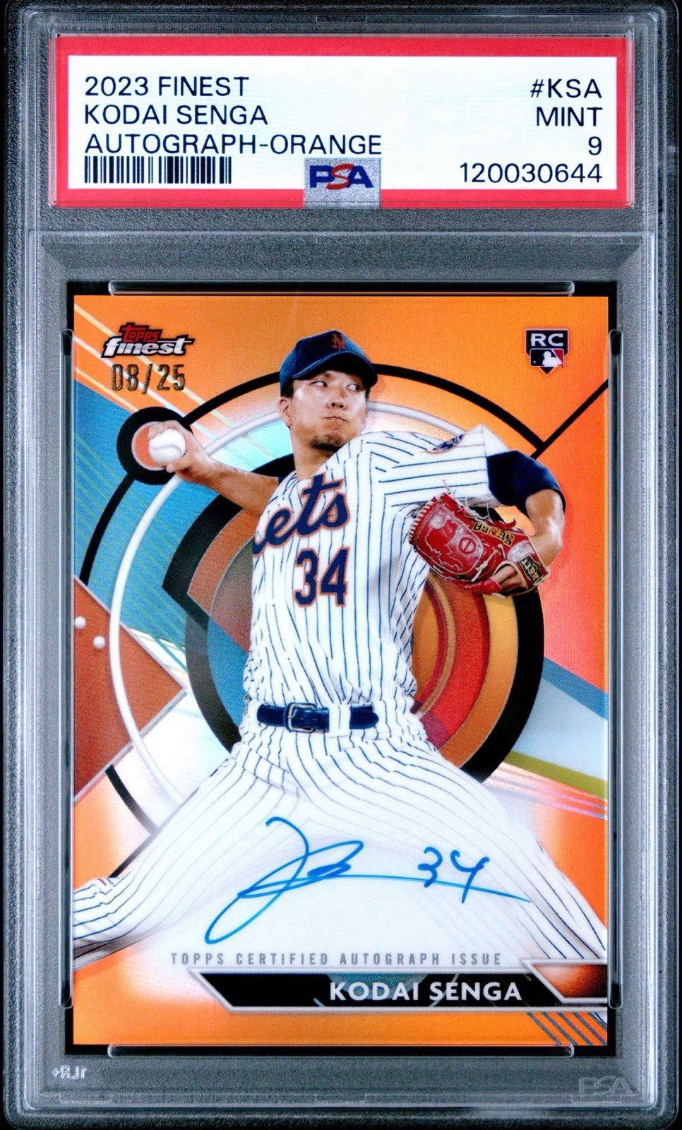 2023 Topps Finest - Finest Autographs Kodai Senga Orange Refractor /25 RC