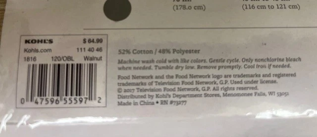 FOOD NETWORK Ribbed Tablecloth Medium Brown 60"x 120" Cotton Blend Easy Care NEW - Image 3 of 4