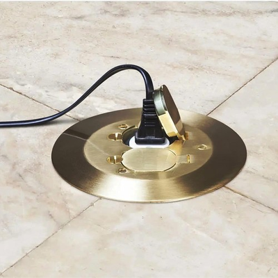 #ad Hubbell Raco RAC5500KIT Floor Box Cover Round 2 Gangs 6 1 4quot; W Brass NIB $59.00