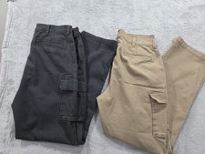 St. Johns Bay Lot Of 2 Comfort Stretch Beige And Gray Cargo Pants Mens  Sz 36x34