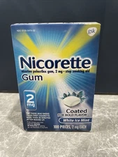 Nicorette Nicotine Gum 2 Mg Each White Ice Mint 100 Count 01/26